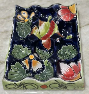 Talavera Egg Holder Carton Dozen Hand Painted Mexican Pottery Kitchen Blue Green • $20.99