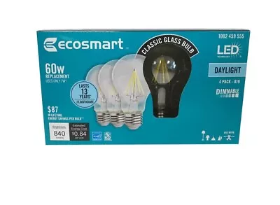 (4-Pk) EcoSmart A19 Dimmable LED Light Bulb 60-Watt Equivalent • $14