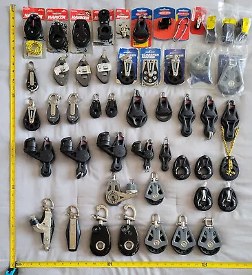 $625 • Buy 50pc Lot Of Blocks For Sailing Yacht Hardware  Harken, Wichard, Schaefer, Lewmar