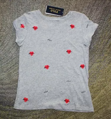 Polo Ralph Lauren Girls Short Sleeve Gray T-Shirt - Size M (8-10) - NWT • $14.99