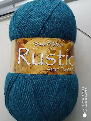 James Brett Rustic Aran Knitting Wool Yarn 1x400g Shade Dat32  Petrol Blue Mix • £14