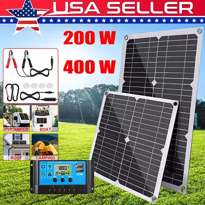 400 Watt 200W Solar Panel Kit With Solar Charger Controller 12V RV Boat Off Grid • $26.58