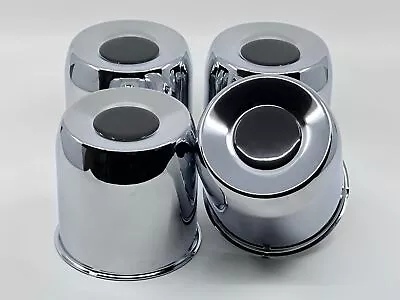 4 Chrome Push Thru Center Caps For 4.25  6 Lug Trailer Wheel Rims With BK Emblem • $39.99