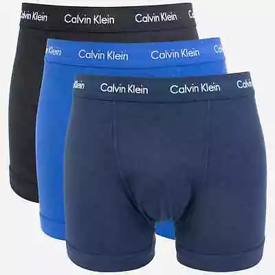 Calvin Klein Mens Boxers Trunks 3 Pack Black Blue Navy Classic Fit Ck S - Xl • £27.95