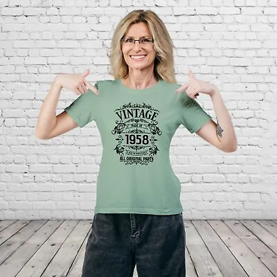 £10.99 • Buy 65th Birthday Gifts For Her, 1958 All Original Parts Womens Ladies 65th T Shirt