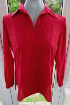 £10 • Buy Penny Plain Pillar Box Red Voile Pintuck Blouse Top Tunic VGUC Size UK 16 EU 44