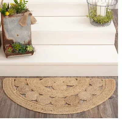 Jute Rug Half Moon Natural Reversible Handmade Home Decor Rug Door Mat • $44.99