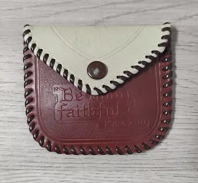 Vintage Rev. 2:10 Leather Rosary Pouch Religious Pouch Catholicism  • $19.99