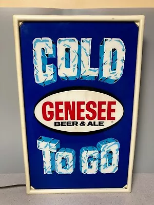 Vintage Genesee Lighted Beer Ale Bar Sign  Cold To Go  Advertising 1985 22 X14  • $59.99