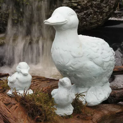 Cast Stone Cement Concrete Duck & Ducklings Outdoor Garden Statue Set Of 3 • $90