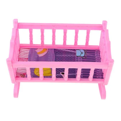 Sweet Baby Doll Rocking Bed Crib BedroomFurniture Miniature For 20cm Doll Toys • £6.16