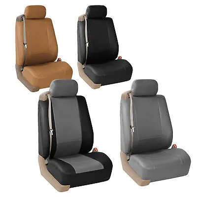 PU Leather Car Seat Covers W Built In Seat Belt For Car Truck SUV Van Front Set • $38.35