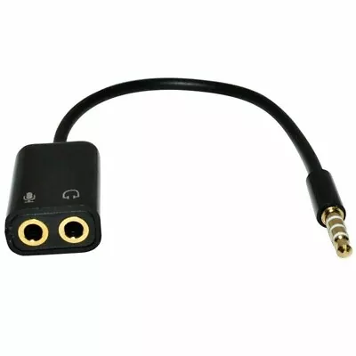 3.5mm Audio Headset Mic Y Splitter Cable Adapter TRRS To 2 TRS For SmartPhone • £3.70