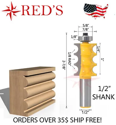 REDS Y80895-8 - Triple Bead 1/8  Rad Column Trim Molding Router Bit 1/2  Shank • $7.99