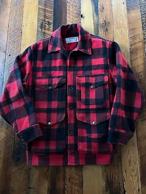 Vintage FILSON Mackinaw Wool Cruiser - Made In USA - Red/Black - Size M/L 80s • $299.99