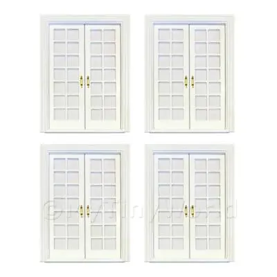 4 X Dolls House White Painted Double Internal 14 Pane Glazed Doors • £30