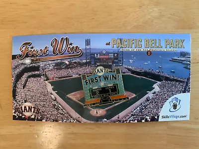 S.f. Giants First Win Pin April 29 2000 Pac. Bell Park • $14.25