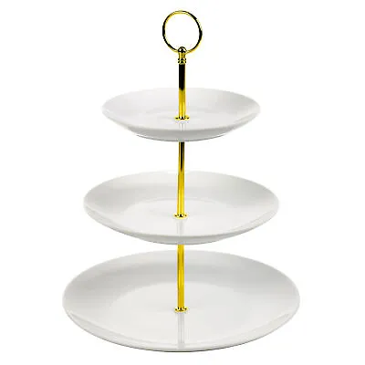 £9.65 • Buy Cake Stand 3 Tier White Ceramic Wedding Display Cupcake Tea Party Tableware