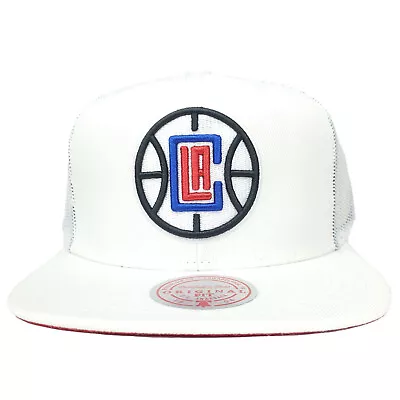 LA Clippers Mitchell & Ness NBA Trucker Hat 3D Logo White Mesh Snapback Cap NWT • $31.99