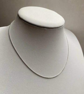 £45 • Buy 9ct White Gold Trace Chain 1.2mm X 16” 40cm, Hallmarked 1.6g Spring Ring Clasp