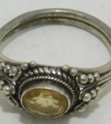 Vintage Sterling Silver Ring With Citrine Gem • $37