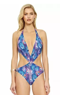 GOTTEX DREAM CATCHER Monokini Cut Out Halter Neck Swimsuit - UK 10 • £25