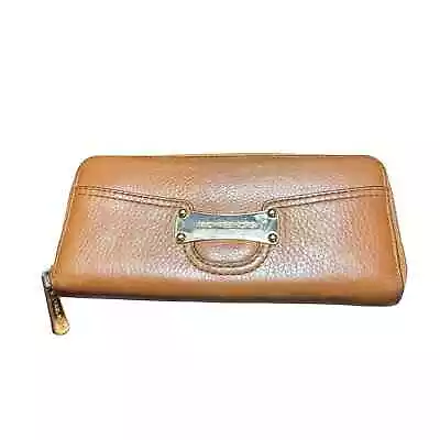 Women's Michael Kors Saratoga Continental Leather Top Zip Wallet Luggage • $50