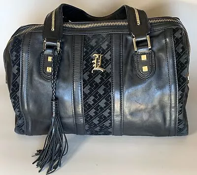 L.A.M.B. Top-Handle Womens Leather Handbag Zipper Bag Black/Gold LAMB • $158.85