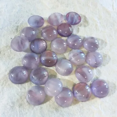 AL979 Vintage Glass Cabochons 11mm Round Light Amethyst  Flawed  Unfoiled (24) • $5.50