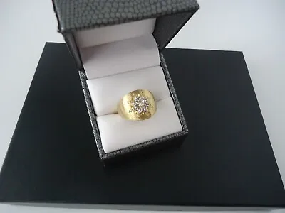 18k Two Tone Solid Gold Diamond Accent Starburst Cigar Dome Ring Italy 8.47 G • $575