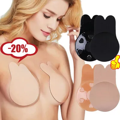 £2.03 • Buy Invisible Breast Lift Silicone Nipple Cover Push Up Bra Tape Sticker Rabbit Pad