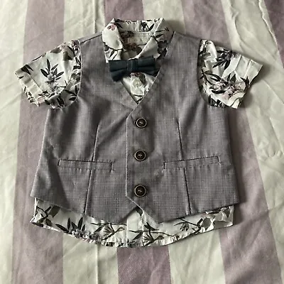 £9 • Buy Next Baby Shirt/Waistcoat/Bow Tie Set Age 6-9months Occasion Wear Wedding