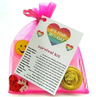 16th 18th 21st BIRTHDAY PRESENT SURVIVAL KIT FUN NOVELTY GIFT CARD KEEPSAKE • £4.49