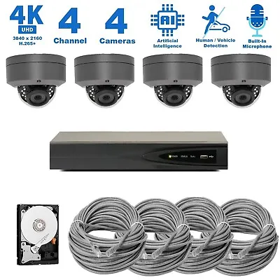Hikvision 4K NVR 8MP Microphone Outdoor PoE IP 4K Security CCTV Camera System  • $685