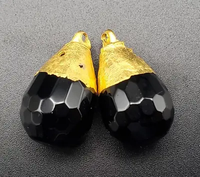 $24 • Buy Matching Black Crystal Pendants, Gold-Dipped, Onyx