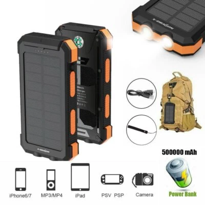 $42.99 • Buy 50000mah Solar Power Bank Portable External Battery LED Dual USB Phone Charger