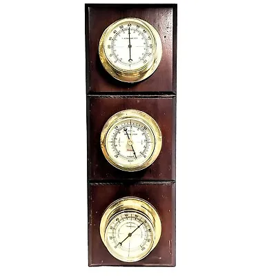 Vintage Sunbeam Weather Station  Thermometer Barometer Humidity Gauges Wood 16  • $18