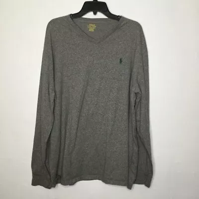 POLO Ralph Lauren Classic Fit Long Sleeve V-Neck Shirt Size XL Grey • $19.47