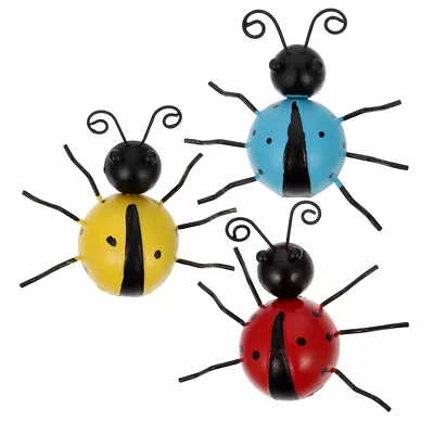  3 Pcs Iron Simulated Ladybug Ornaments Child Metal Wall Art Out Door Toys • £11.19