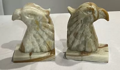 Vintage Eagle Marble/Onyx Book Ends Heavy Over Two Pounds Each • $27.99