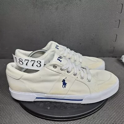 Polo By Ralph Lauren Humberto Shoes Mens Sz 11.5D White Canvas Sneakers • $50