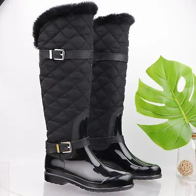 Michael Kors Women's Fulton Boot Size 8 Over The Knee Quilted Black Nylon Rubber • $134.88