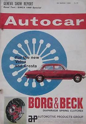 £6.99 • Buy Autocar Magazine 22/3/1963 Featuring Simca Special Road Test