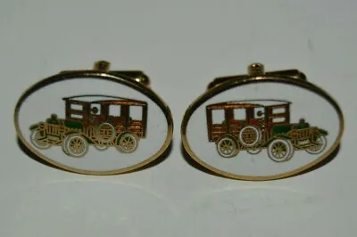 Nice Vintage Minty Oval White Antique FORD Car Collector Automobile Cuff Links • $15.29