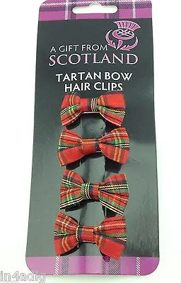 Red Tartan Bow Hair Clips Royal Stewart Tartan • £7.99