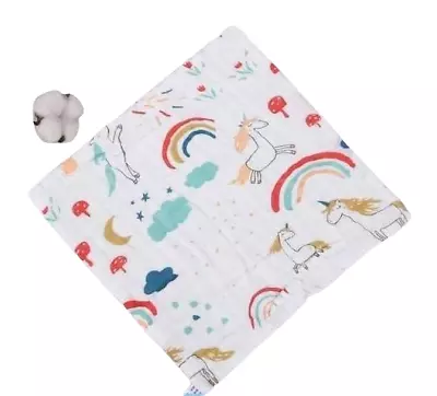 100% Cotton Unicorn Soft Baby Wash Bath Cloth Muslin Saliva Dribble Wipe Unisex • £4.99