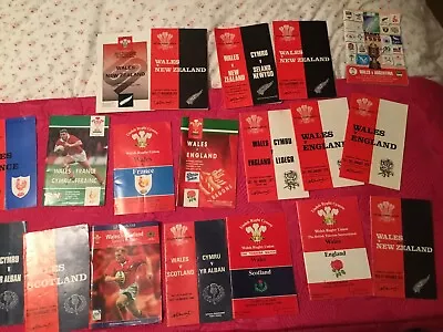 Bundle Of 19 X Wales Rugby Match Day Programmes 1970’s- 1990’s Various Countries • £12