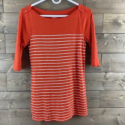 J Crew Womens Shirt Painters T Striped Orange White Cotton Boatneck Size Small • $12.99