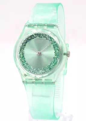 New Swiss Swatch Originals AMAZO-NIGHT Mint Green Clear Watch 34mm GG225 $80 • $64