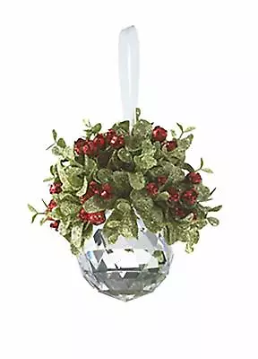 Ganz Kissing Krystals Round Ball Shape Acrylic Ornament W/Mistletoe Ball 5  • $14.95